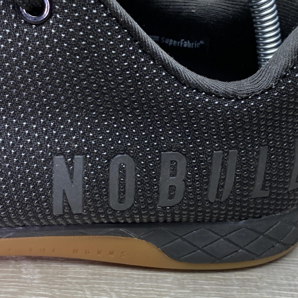 NOBULL Trainer Shoes Mens Size 9.5 Black SuperFabric Gum Sole Athletic Sneakers - Picture 2 of 12